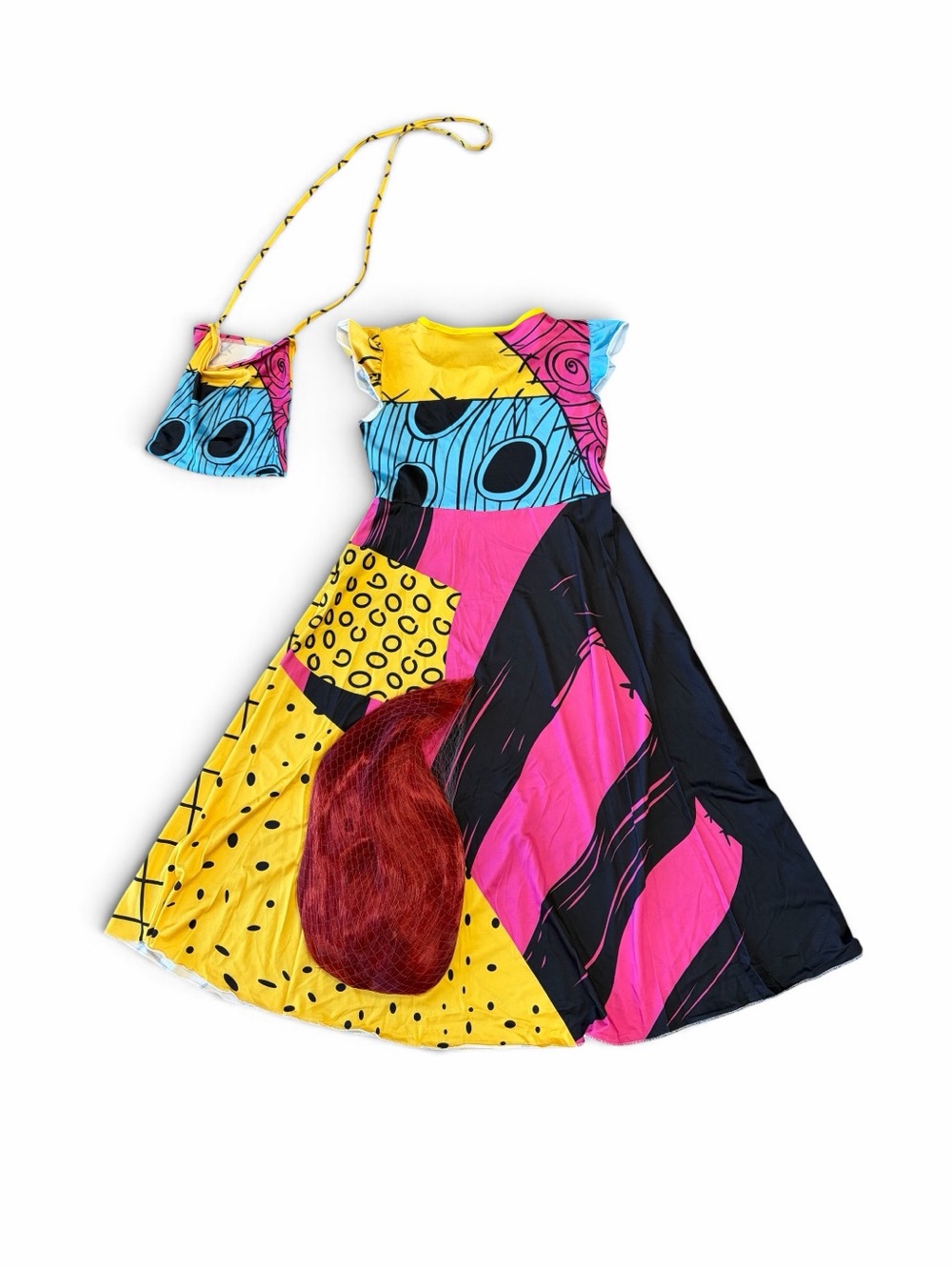 Kids Sally Costume Dress with Matching Bag and wig